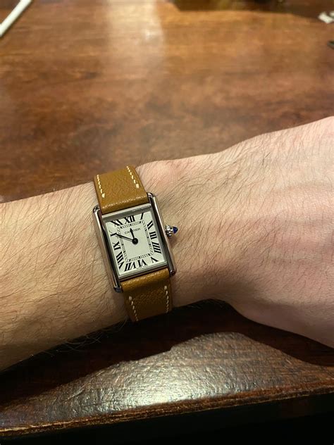 cartier tank must on wrist|cartier tank must watch small.